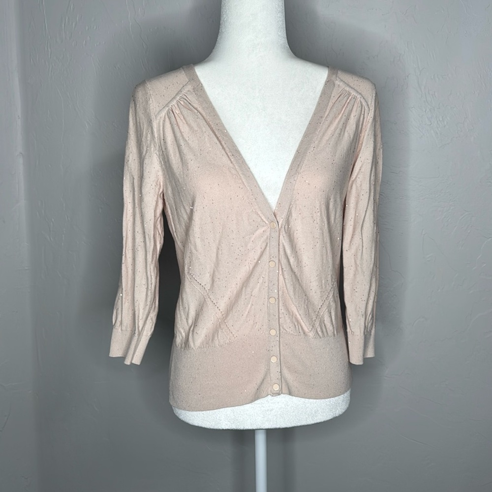 White House black market 3/4 sleeve pink sweater